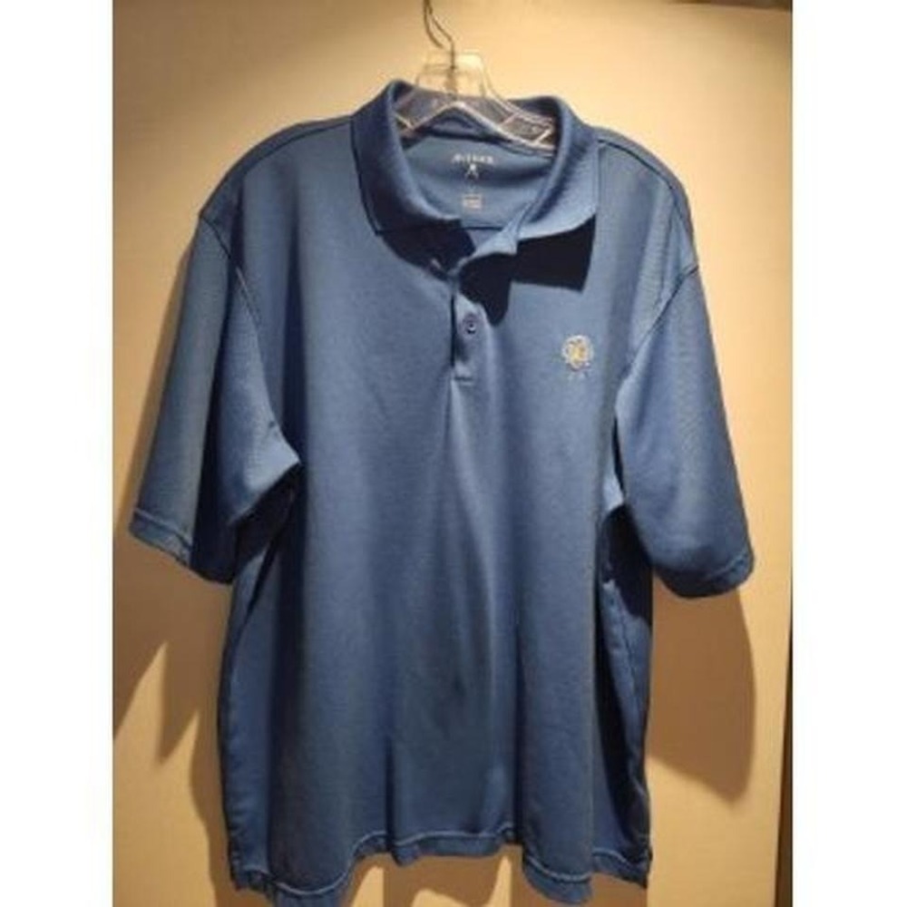 Antigua Men's Blue Polo Shirt Golf 1896 Logo Short Sleeve (size L)